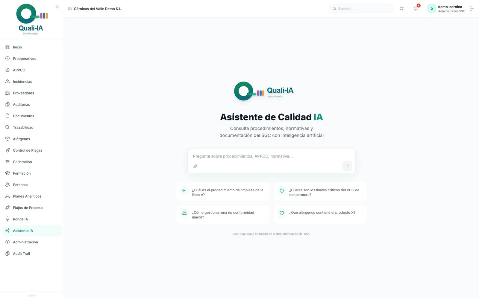 Asistente de calidad con IA de Quali-IA